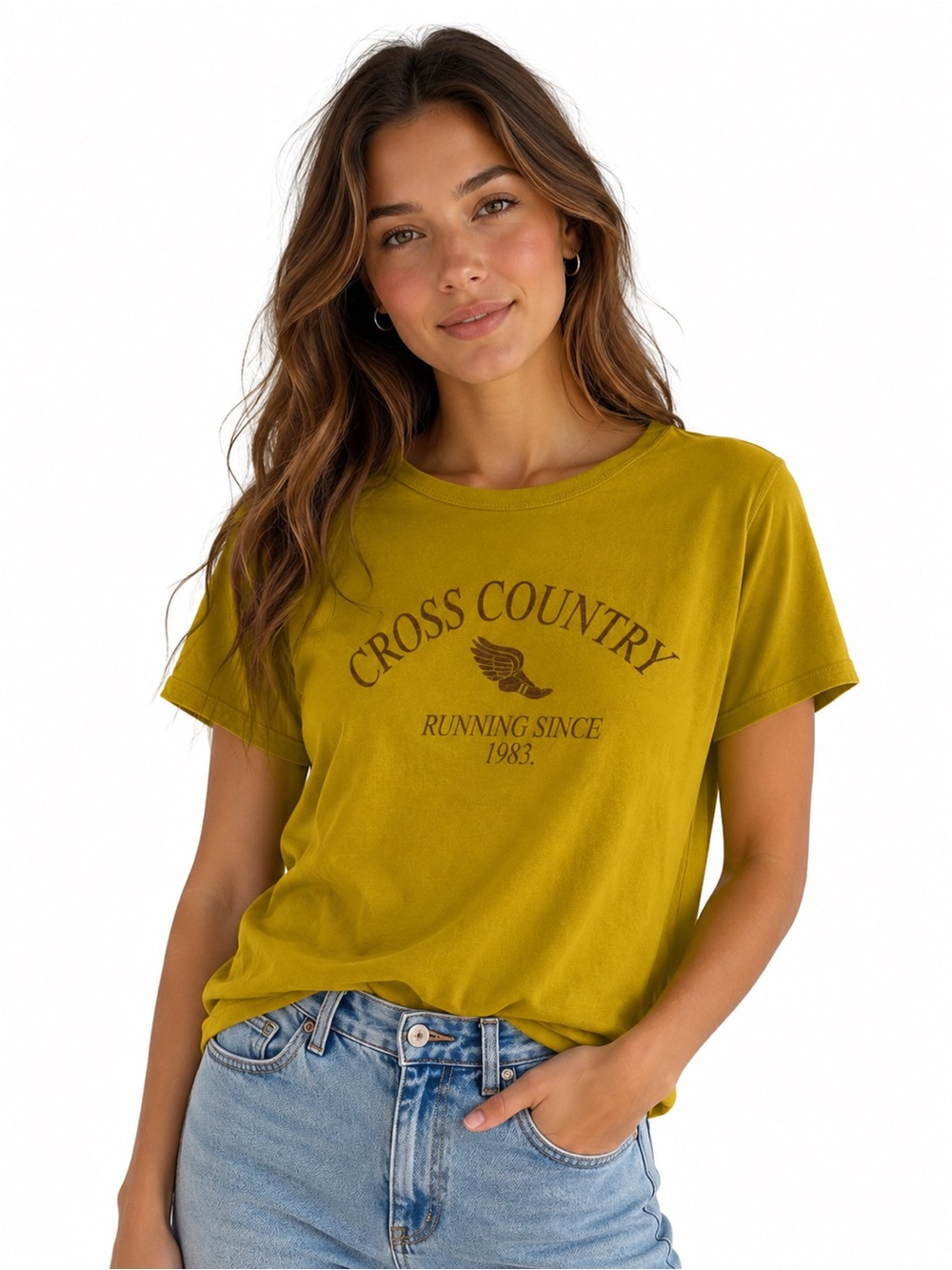 J. Crew Mustard Yellow ‘Cross Country' Graphic Short Sleeve Tee